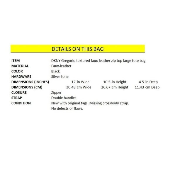 DKNY Gregorio textured faux-leather zip top medium tote satchel bag	 - BLACK - Picture 11 of 11